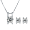 Classic Bullhead S925 Silver Plated Platinum Moissanite Diamond Pendant Earnail Set 3